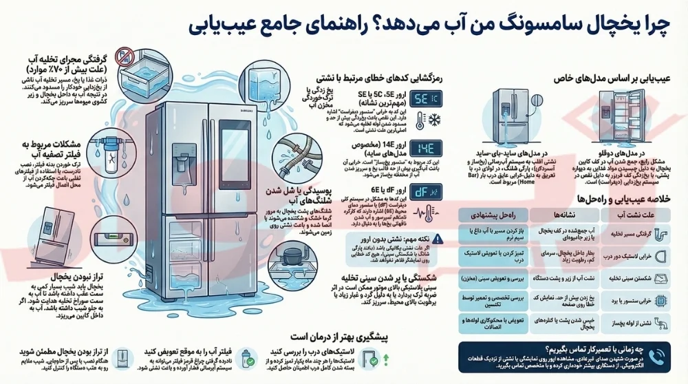 علت آب دادن یخچال سامسونگ